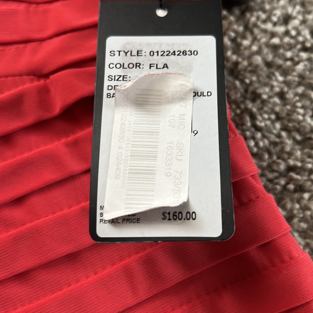 NWT Adrianna Papell coral pleated dress size 4 - Picture 3 of 6